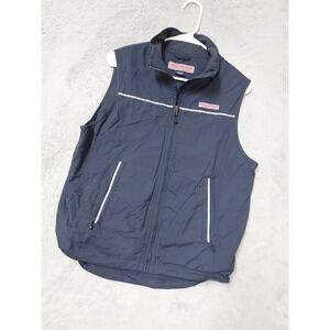 Vineyard Vines Jacket Mens Small Full Zip Soft Shell Fleece Nylon Vest Golf Blue